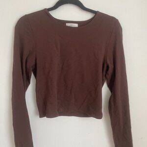 Aritzia Babaton Contour Crew Neck Long Sleeve - Brown (L) -
